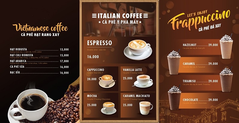 Thiết kế menu đồ uống và dịch vụ hấp dẫn